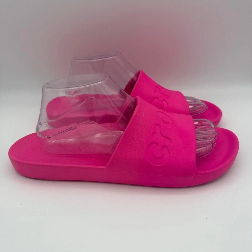 UNISEX Crocs Vibrant Pink Crush Slip-On Slide Sandals Size 8 Men's 10 Women's